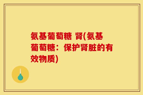 氨基葡萄糖 肾(氨基葡萄糖：保护肾脏的有效物质)