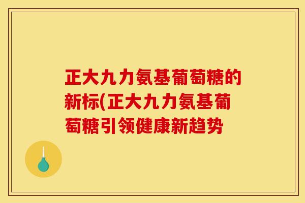 正大九力氨基葡萄糖的新标(正大九力氨基葡萄糖引领健康新趋势