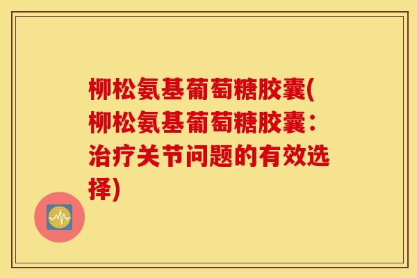 柳松氨基葡萄糖胶囊(柳松氨基葡萄糖胶囊：治疗关节问题的有效选择)