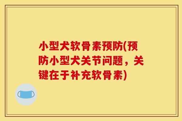 小型犬软骨素预防(预防小型犬关节问题，关键在于补充软骨素)