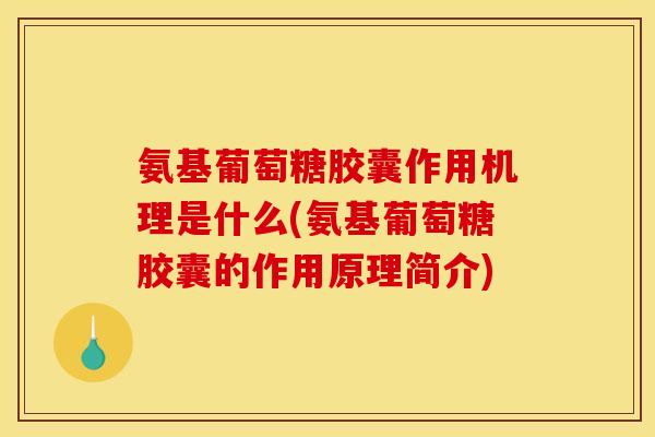 氨基葡萄糖胶囊作用机理是什么(氨基葡萄糖胶囊的作用原理简介)