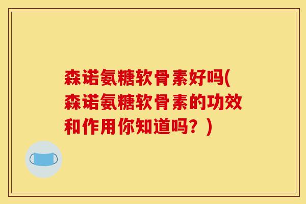 森诺氨糖软骨素好吗(森诺氨糖软骨素的功效和作用你知道吗？)