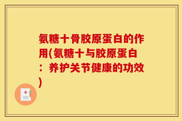 氨糖十骨胶原蛋白的作用(氨糖十与胶原蛋白：养护关节健康的功效)