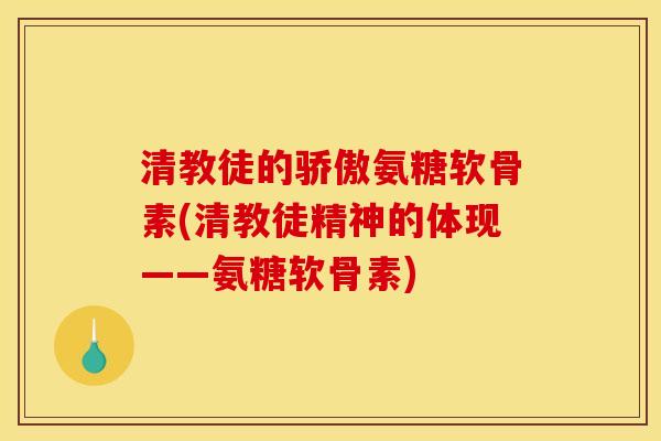 清教徒的骄傲氨糖软骨素(清教徒精神的体现——氨糖软骨素)