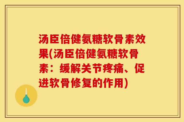 汤臣倍健氨糖软骨素效果(汤臣倍健氨糖软骨素：缓解关节疼痛、促进软骨修复的作用)