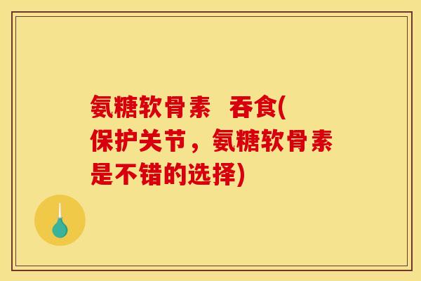 氨糖软骨素  吞食(保护关节，氨糖软骨素是不错的选择)