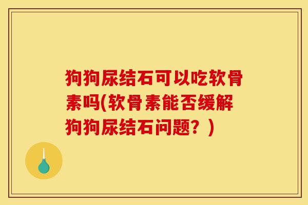 狗狗尿结石可以吃软骨素吗(软骨素能否缓解狗狗尿结石问题?) 狗狗尿结石可以吃软骨素吗(软骨素能否缓解狗狗尿结石问题?)