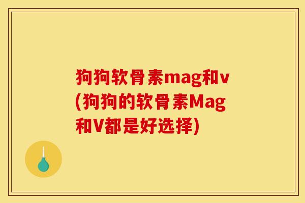 狗狗软骨素mag和v(狗狗的软骨素Mag和V都是好选择)