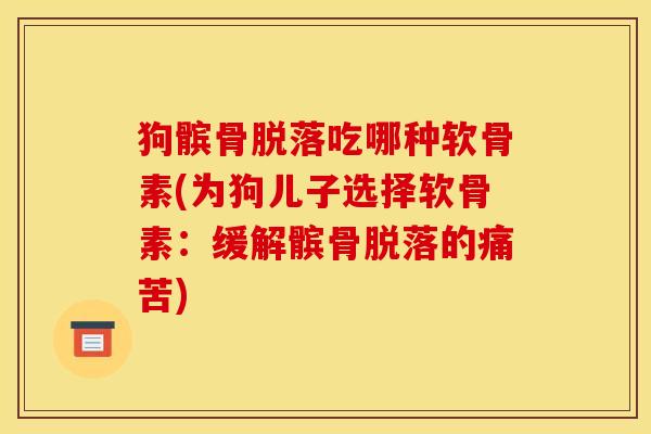 狗髌骨脱落吃哪种软骨素(为狗儿子选择软骨素：缓解髌骨脱落的痛苦)