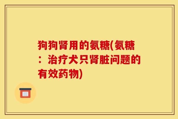 狗狗肾用的氨糖(氨糖：治疗犬只肾脏问题的有效药物)