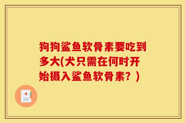 狗狗鲨鱼软骨素要吃到多大(犬只需在何时开始摄入鲨鱼软骨素？)