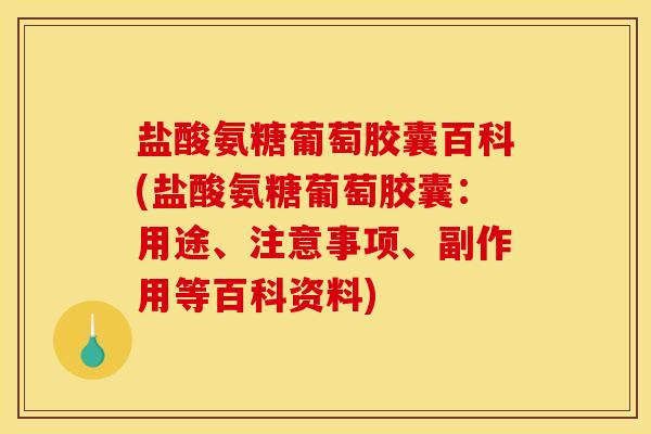 盐酸氨糖葡萄胶囊百科(盐酸氨糖葡萄胶囊：用途、注意事项、副作用等百科资料)