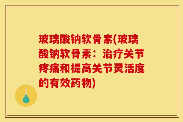玻璃酸钠软骨素(玻璃酸钠软骨素：治疗关节疼痛和提高关节灵活度的有效药物)