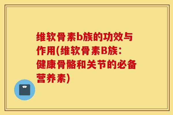 维软骨素b族的功效与作用(维软骨素B族：健康骨骼和关节的必备营养素)