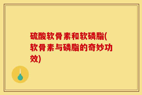 硫酸软骨素和软磷脂(软骨素与磷脂的奇妙功效)