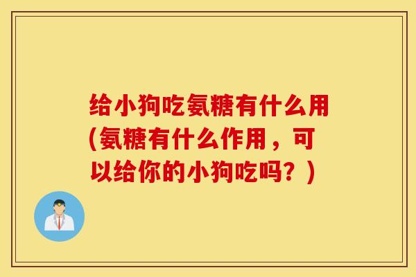 给小狗吃氨糖有什么用(氨糖有什么作用，可以给你的小狗吃吗？)