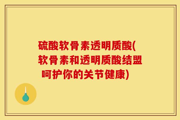 硫酸软骨素透明质酸(软骨素和透明质酸结盟 呵护你的关节健康)