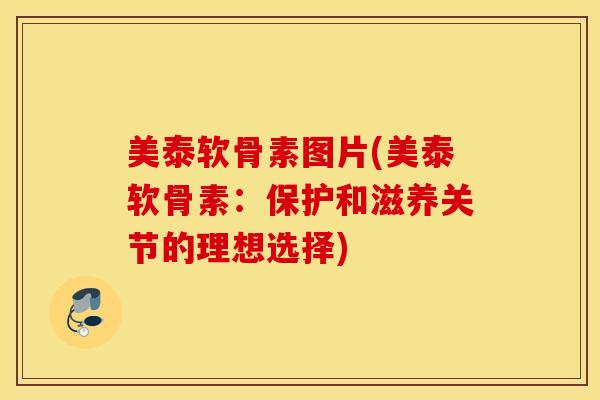 美泰软骨素图片(美泰软骨素：保护和滋养关节的理想选择)