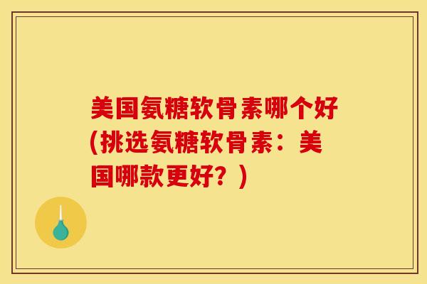 美国氨糖软骨素哪个好(挑选氨糖软骨素：美国哪款更好？)