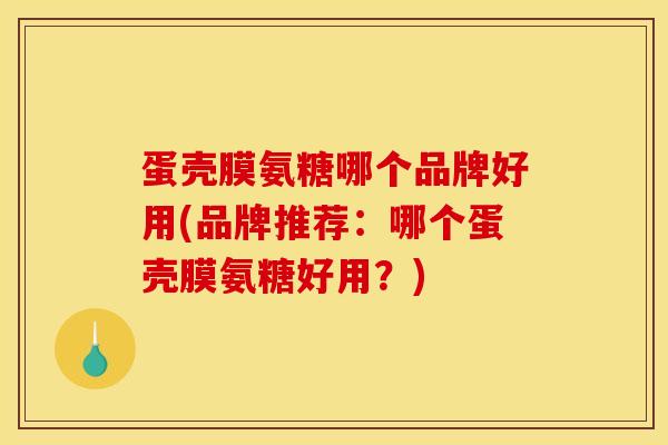 蛋壳膜氨糖哪个品牌好用(品牌推荐：哪个蛋壳膜氨糖好用？)