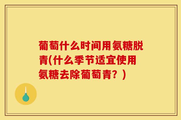 葡萄什么时间用氨糖脱青(什么季节适宜使用氨糖去除葡萄青?) 葡萄什么时间用氨糖脱青(什么季节适宜使用氨糖去除葡萄青?)