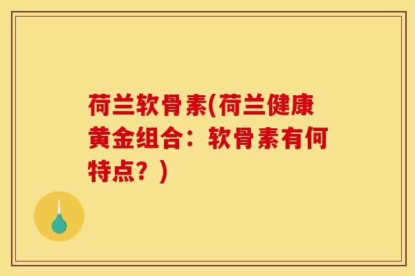 荷兰软骨素(荷兰健康黄金组合：软骨素有何特点？)