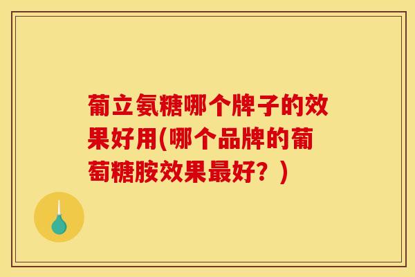 葡立氨糖哪个牌子的效果好用(哪个品牌的葡萄糖胺效果最好？)