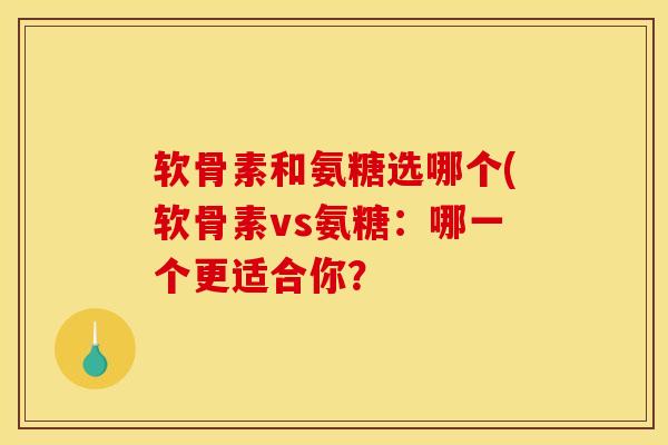 软骨素和氨糖选哪个(软骨素vs氨糖：哪一个更适合你？