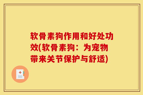 软骨素狗作用和好处功效(软骨素狗：为宠物带来关节保护与舒适)