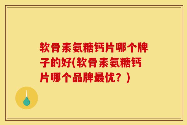 软骨素氨糖钙片哪个牌子的好(软骨素氨糖钙片哪个品牌最优？)