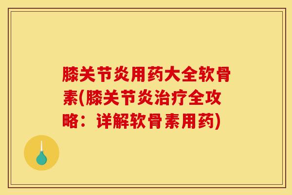 膝关节炎用药大全软骨素(膝关节炎治疗全攻略：详解软骨素用药)