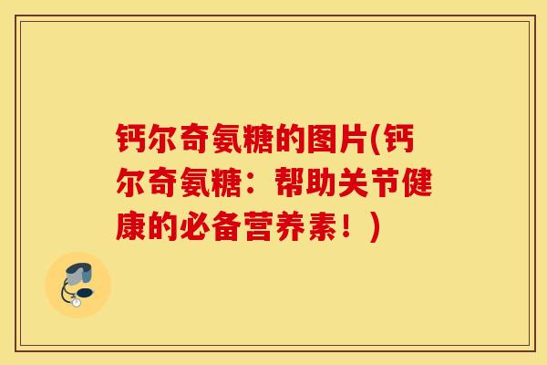 钙尔奇氨糖的图片(钙尔奇氨糖：帮助关节健康的必备营养素！)