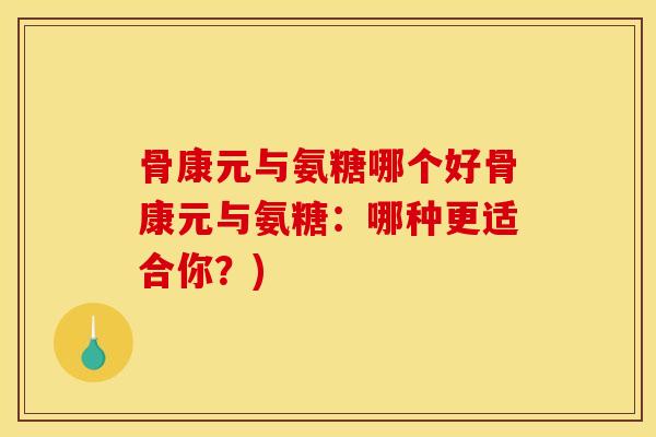 骨康元与氨糖哪个好骨康元与氨糖：哪种更适合你？)
