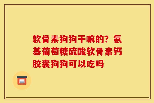 软骨素狗狗干嘛的？氨基葡萄糖硫酸软骨素钙胶囊狗狗可以吃吗