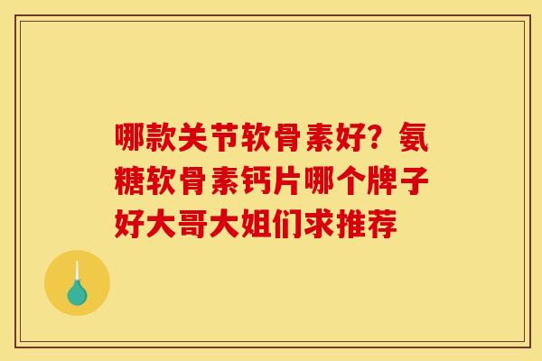 哪款关节软骨素好？氨糖软骨素钙片哪个牌子好大哥大姐们求推荐