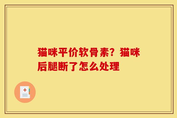 猫咪平价软骨素？猫咪后腿断了怎么处理