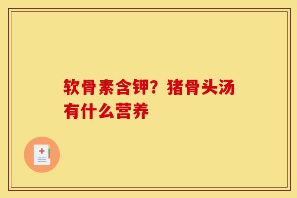 软骨素含钾？猪骨头汤有什么营养