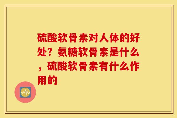 硫酸软骨素对人体的好处？氨糖软骨素是什么，硫酸软骨素有什么作用的