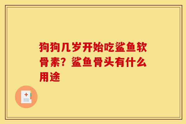 狗狗几岁开始吃鲨鱼软骨素？鲨鱼骨头有什么用途