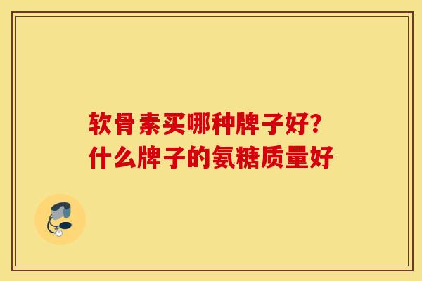 软骨素买哪种牌子好？什么牌子的氨糖质量好