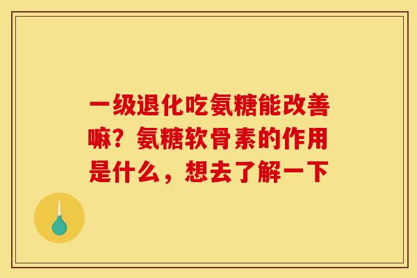 一级退化吃氨糖能改善嘛？氨糖软骨素的作用是什么，想去了解一下