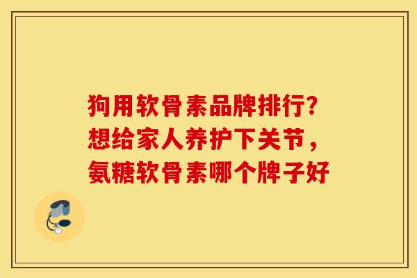 狗用软骨素品牌排行？想给家人养护下关节，氨糖软骨素哪个牌子好