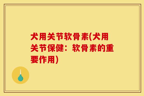 犬用关节软骨素(犬用关节保健：软骨素的重要作用)