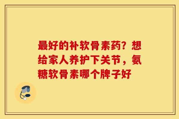 最好的补软骨素药？想给家人养护下关节，氨糖软骨素哪个牌子好