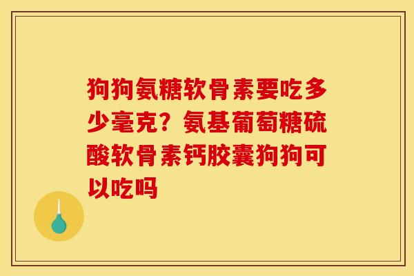 狗狗氨糖软骨素要吃多少毫克？氨基葡萄糖硫酸软骨素钙胶囊狗狗可以吃吗