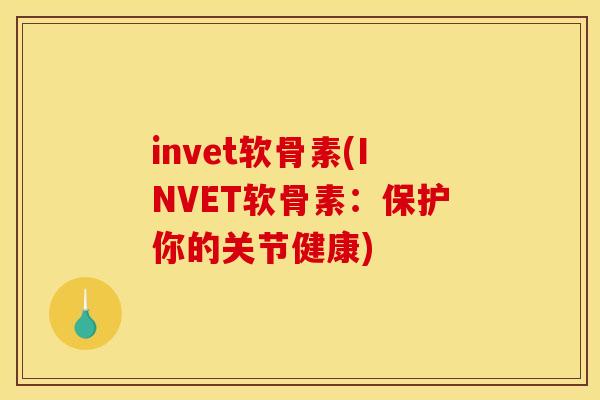 invet软骨素(INVET软骨素：保护你的关节健康)