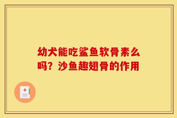 幼犬能吃鲨鱼软骨素么吗？沙鱼趣翅骨的作用