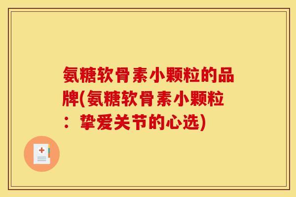 氨糖软骨素小颗粒的品牌(氨糖软骨素小颗粒：挚爱关节的心选)