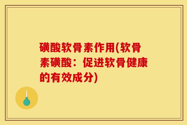 磺酸软骨素作用(软骨素磺酸：促进软骨健康的有效成分)