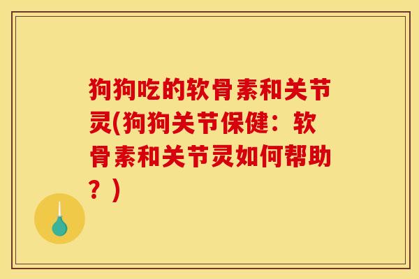 狗狗吃的软骨素和关节灵(狗狗关节保健：软骨素和关节灵如何帮助？)